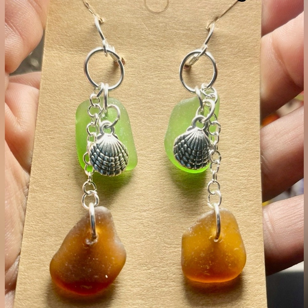 Natural Seaglass earrings
